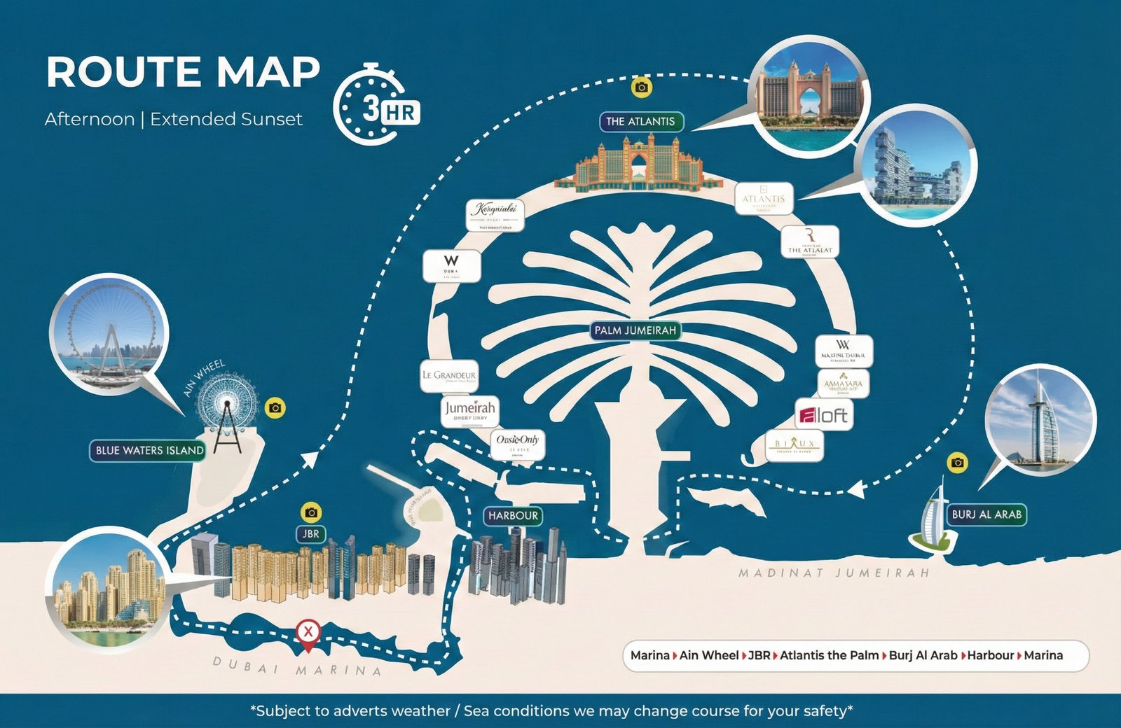 Dubai Yacht Tour Route Map